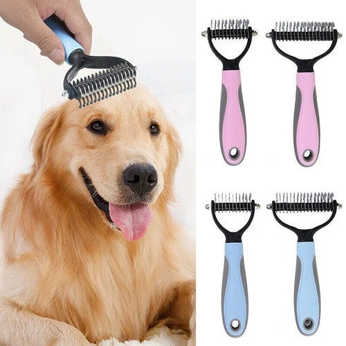 Professional 2-Sided Pet Grooming Brush & Undercoat Rake – Dog & Cat Deshedding
