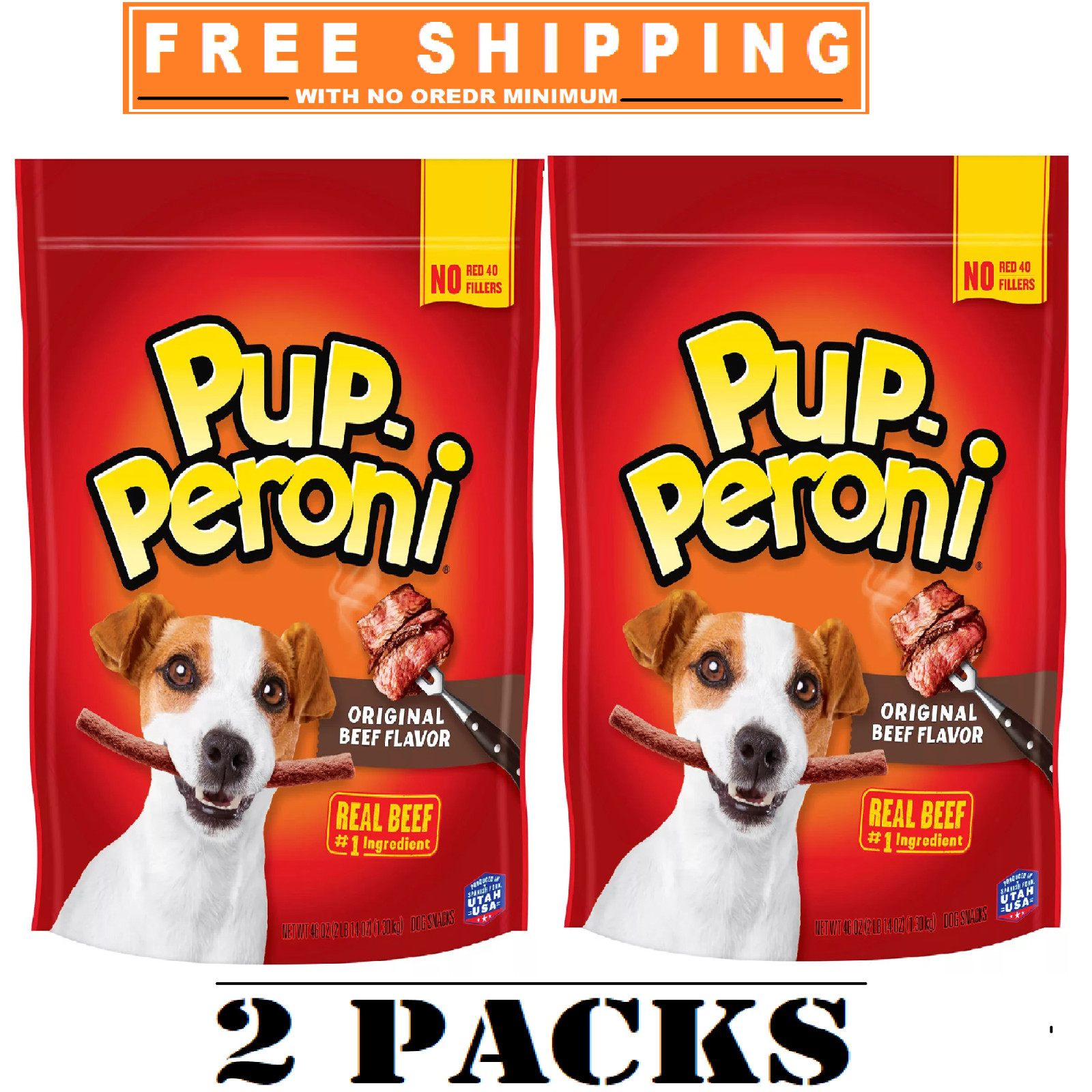 2 PACK – Pup-Peroni Dog Snacks Original Beef Flavor dog treats (46 oz.)