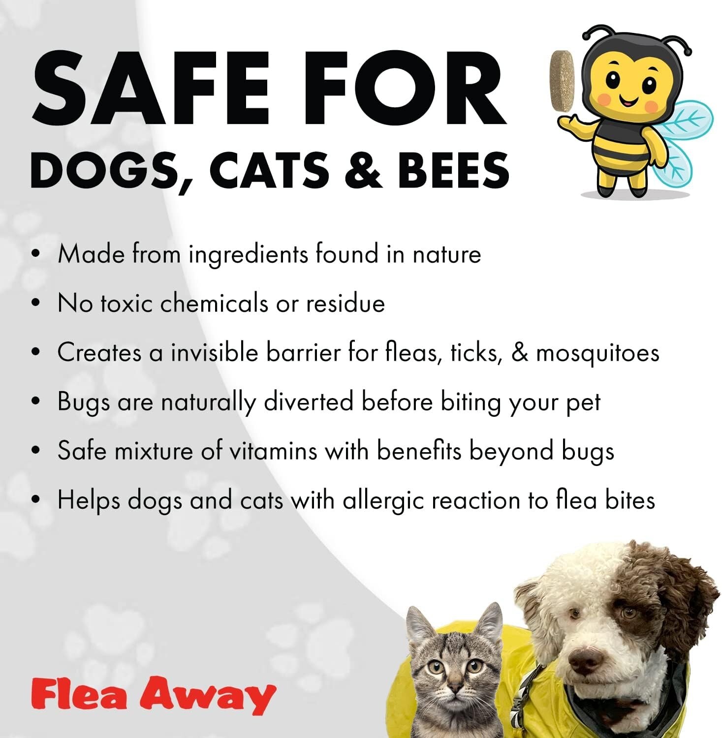 Flea Away 100 Chewable Tablets Flea, Tick & Mosquito Repellent for Dogs & Cats