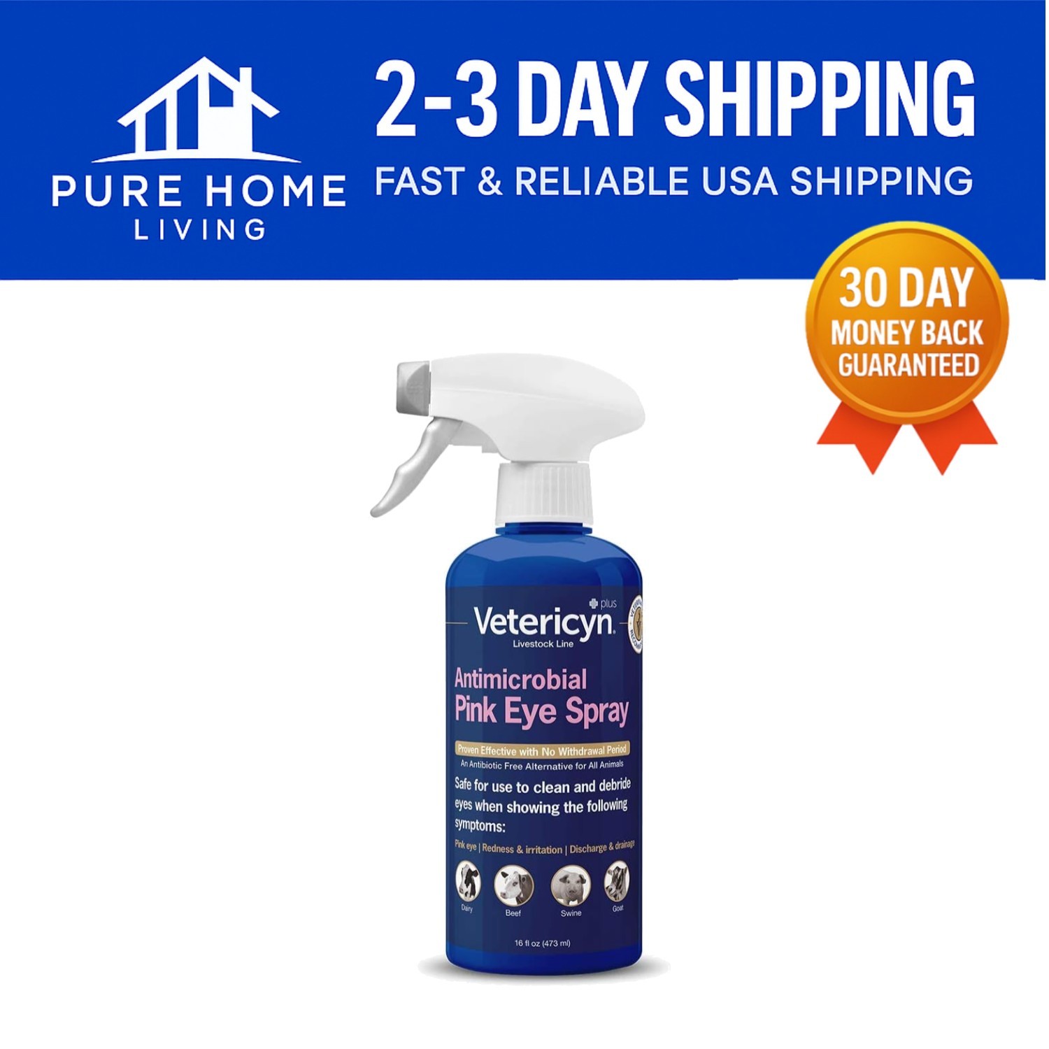 16 Oz Vetericyn Plus Pink Eye Spray – Soothing Relief for Animal Eye Irritation