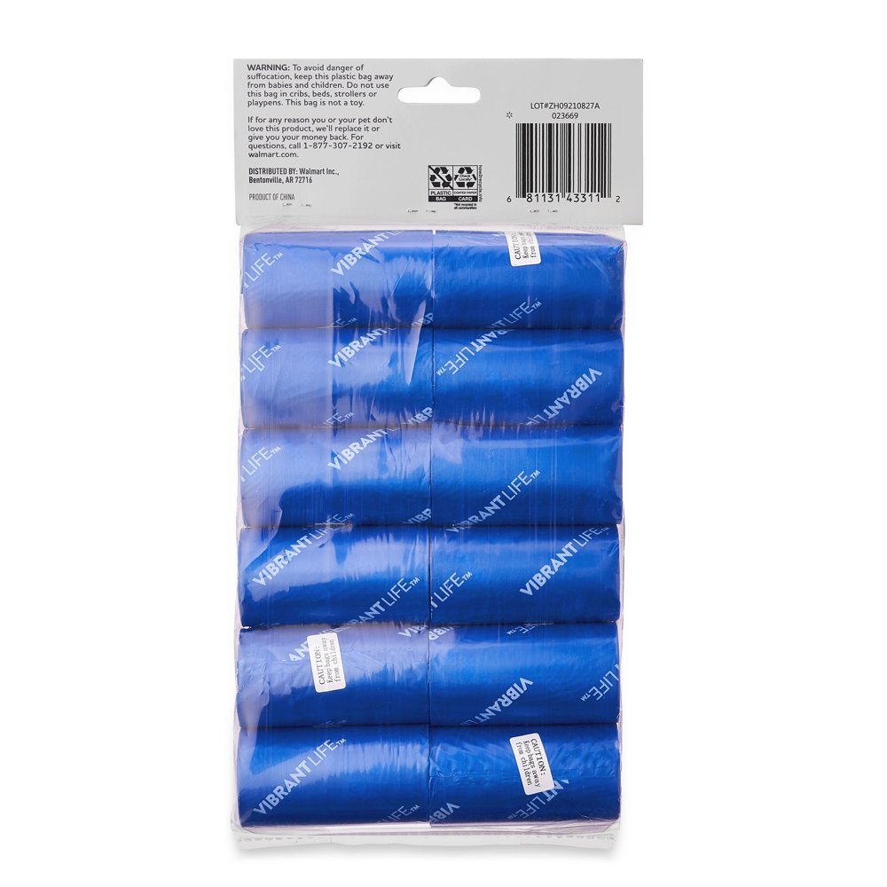 Vibrant Life 360 PET WASTE BAGS | DURABLE | LEAK-PROOF | 24-ROLLS | Dog Suppies