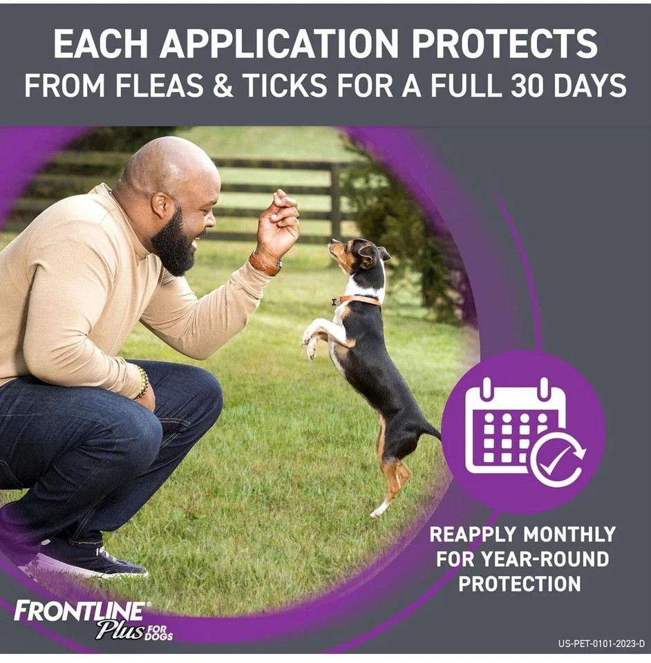 FRONTLINE Plus for Dogs Flea & Tick Treatment, Small Dog, 5-22 lbs, 6 Doses