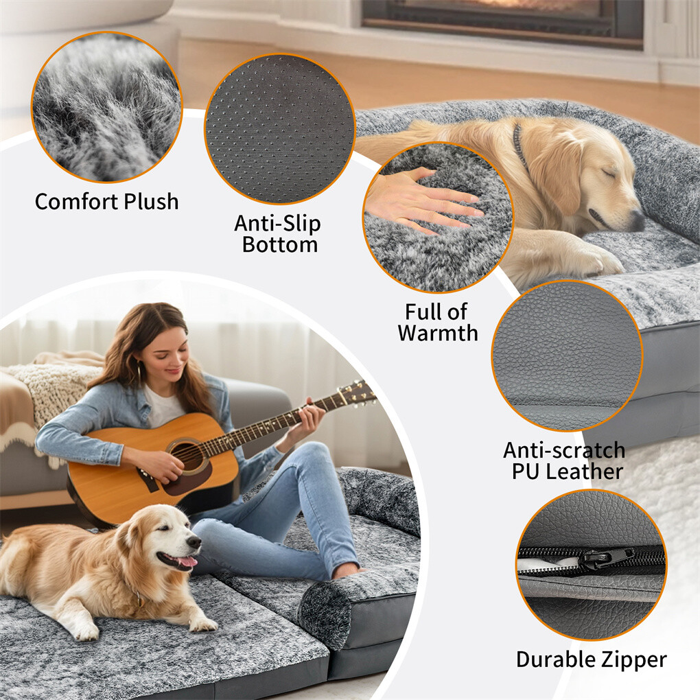 180cm XXXL Foldable Human Dog Bed Orthopedic Dog Sofa Bed with Blostered Pillow