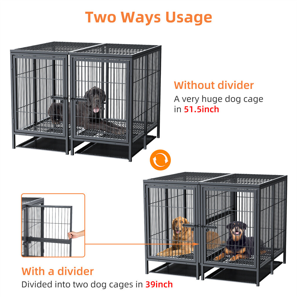 XXXL Giant Premium Dog Crate Cage Pet Kennel Divider Playpen Dual Door & Tray