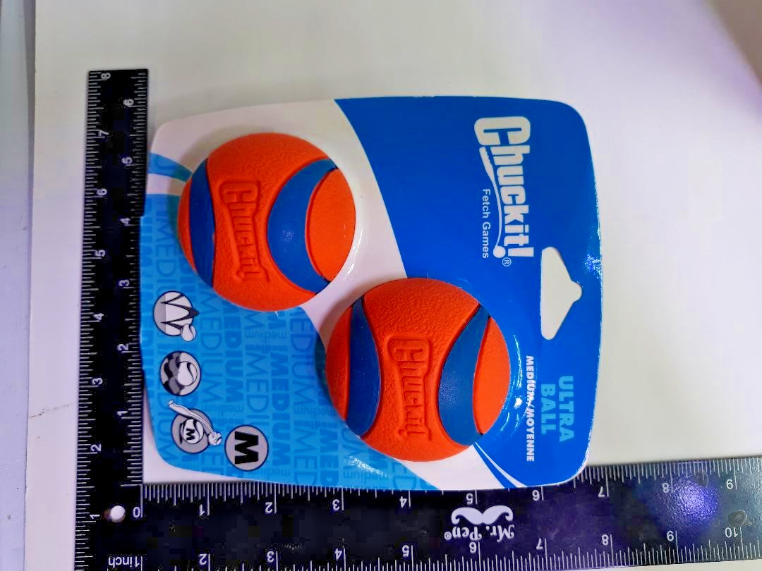 Chuckit Ultra Squeaker Ball Durable High Bounce Chewable Dog Toy Medium 2-pack