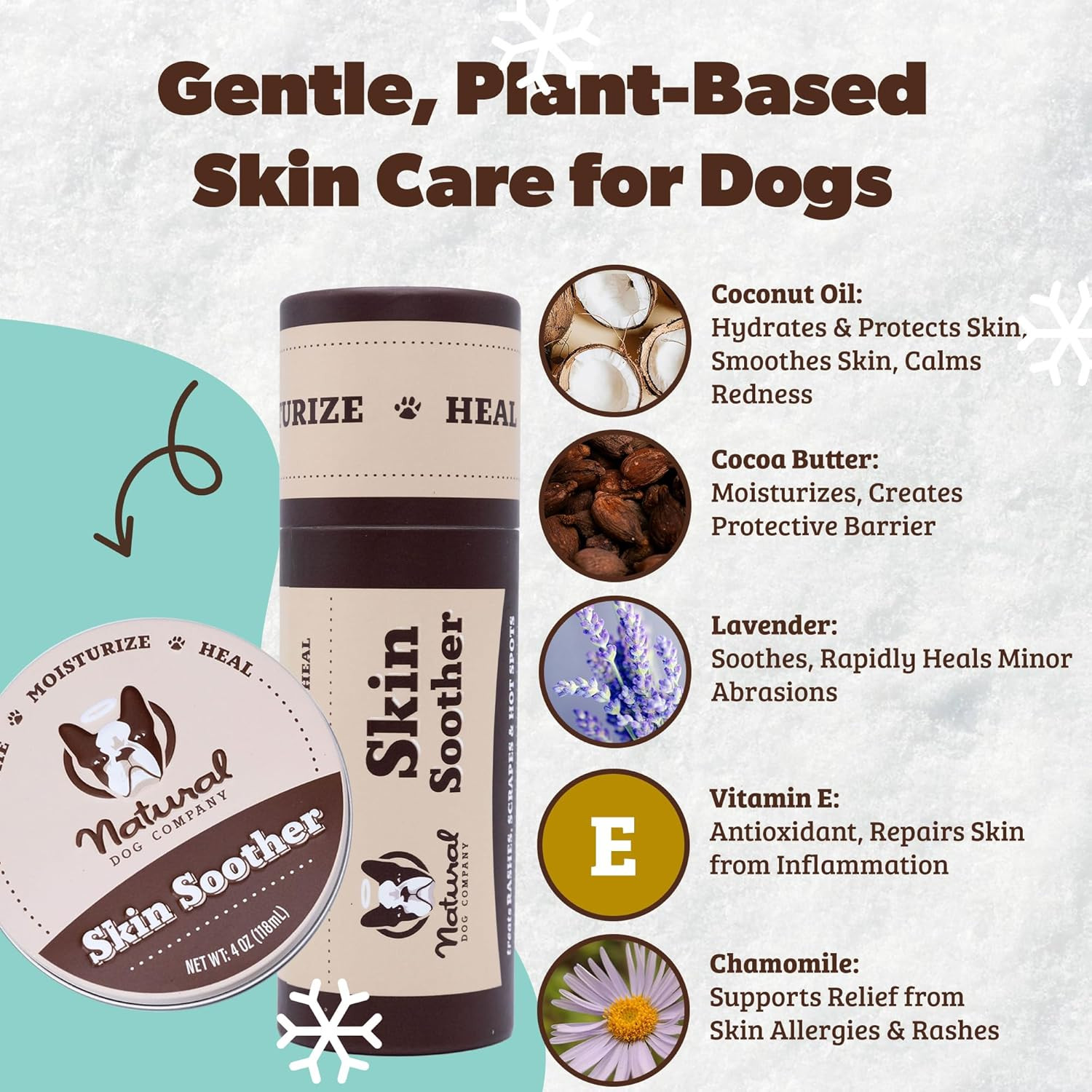 Natural Dog Company Skin Soother Balm for Dogs – 4 Oz Tin All Natural Hot Spot &