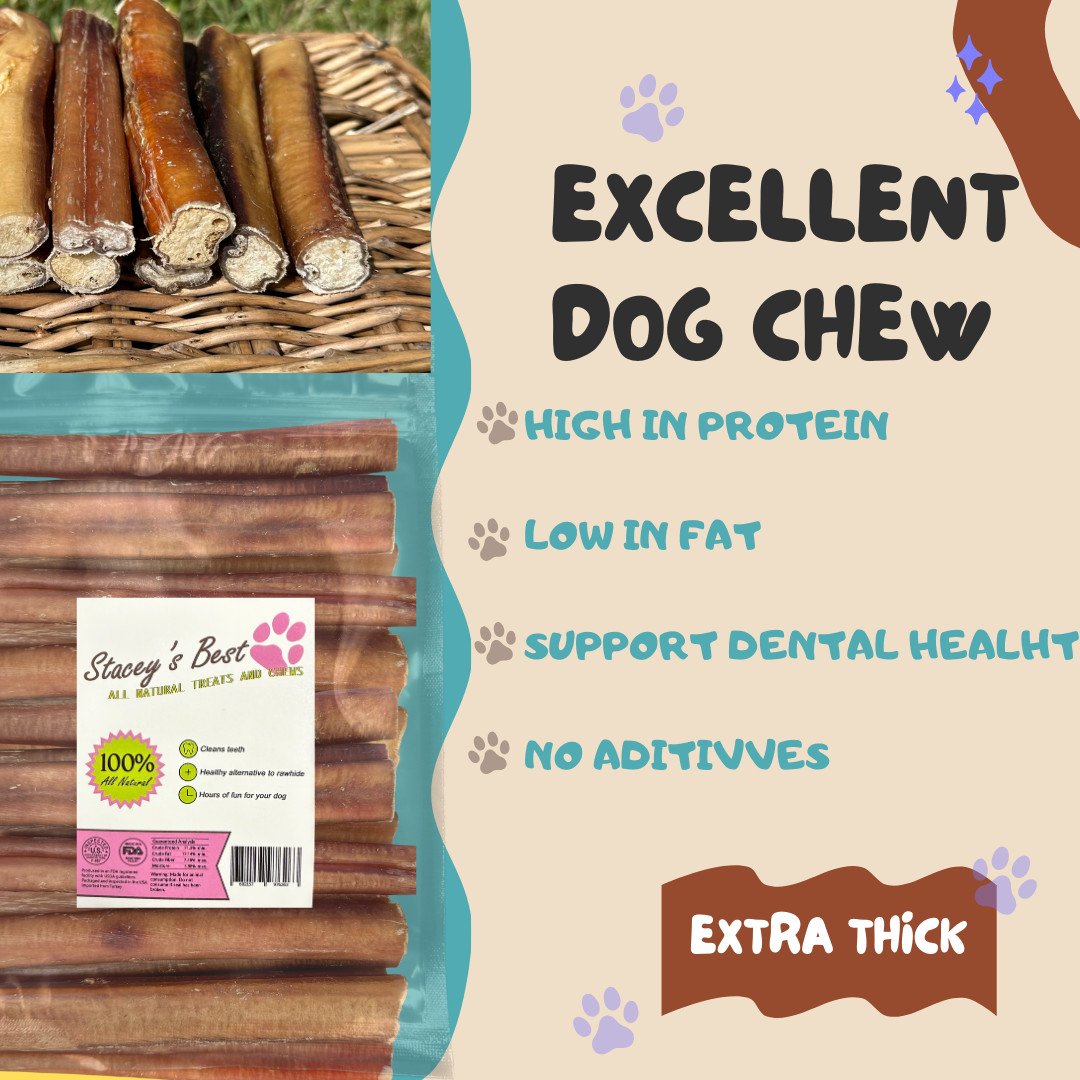 6″ inch EXTRA THICK BULLY STICKS natural dog chews treats USDA & FDA approved