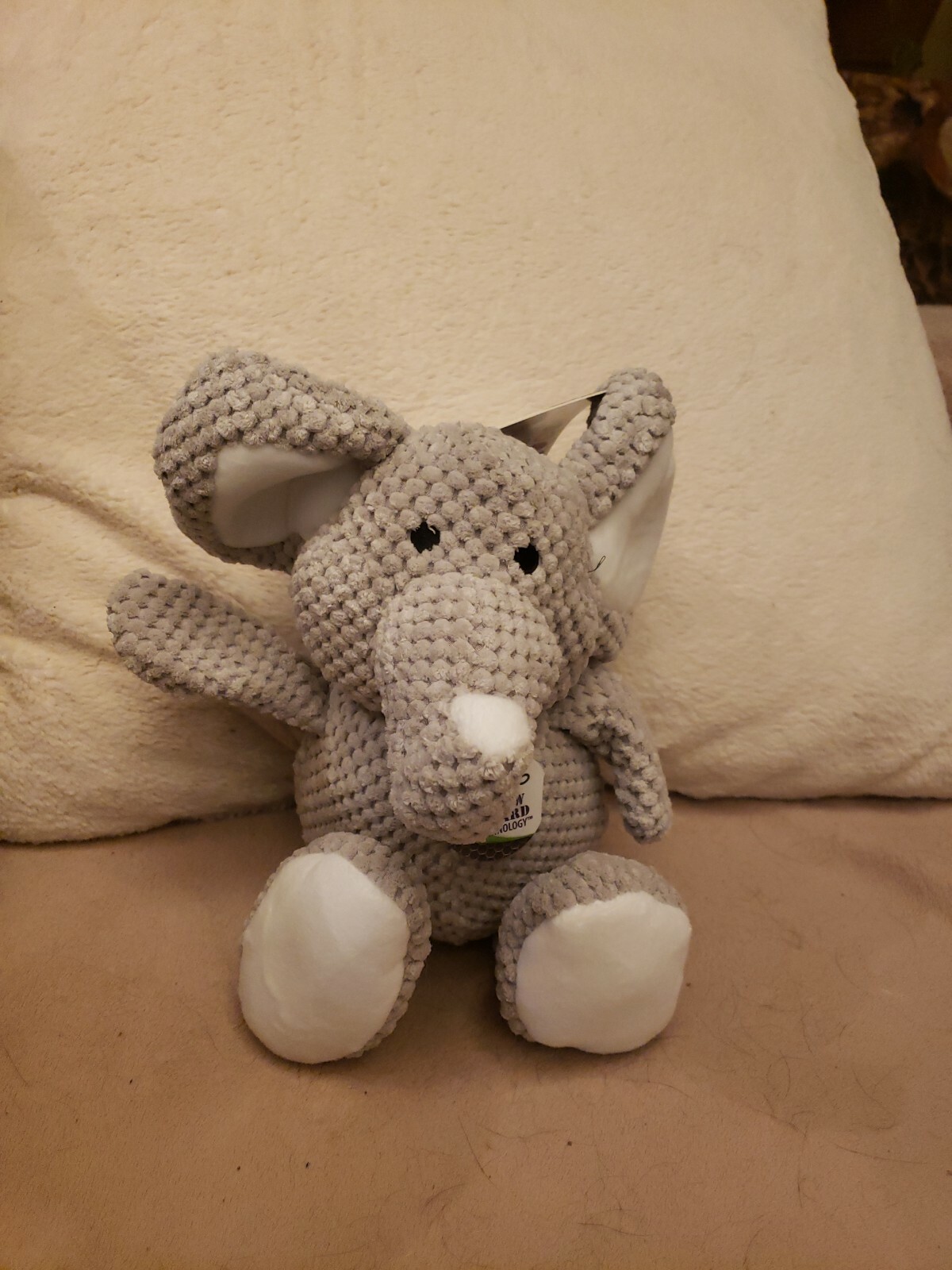GoDog Chew Guard Technology Checkers Elephant Plush Durable Large Dog Toy