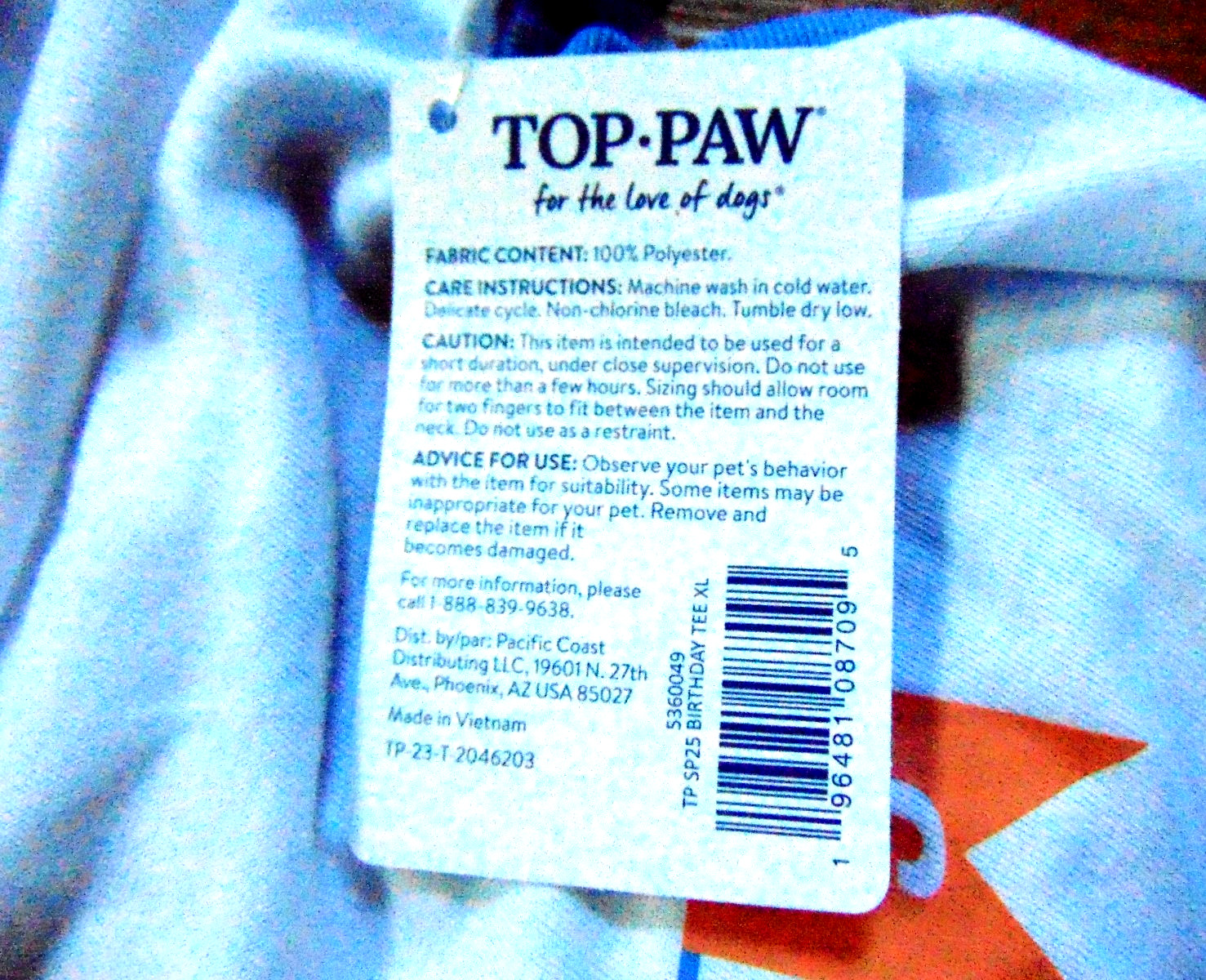 Top Paw Dog Pet Shirt Happy Birthday w Paws White Size XL New G