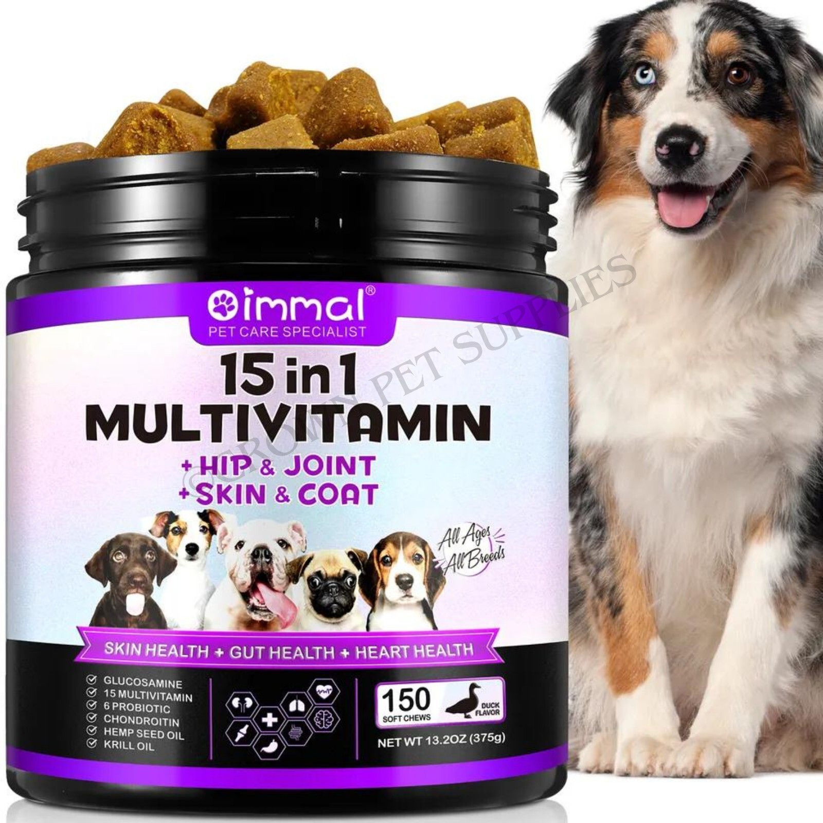 15 in 1 Dog Multivitamins and Supplements, Dog Hip and Joint Supplement, 150 CT
