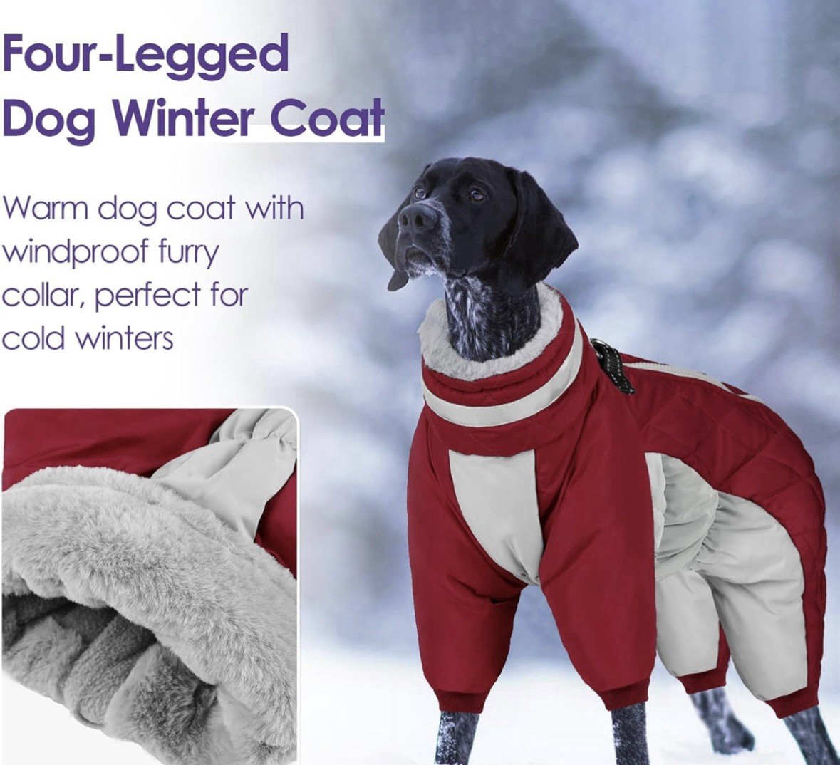 NWT SUNFURA Full Body Warm Fleece Interior Winter Dog Coat Jacket Small Dog Size
