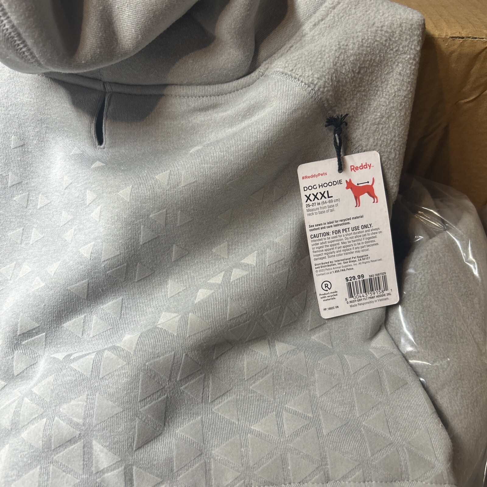 Reddy Pets Gray XXXL Dog Hoodie