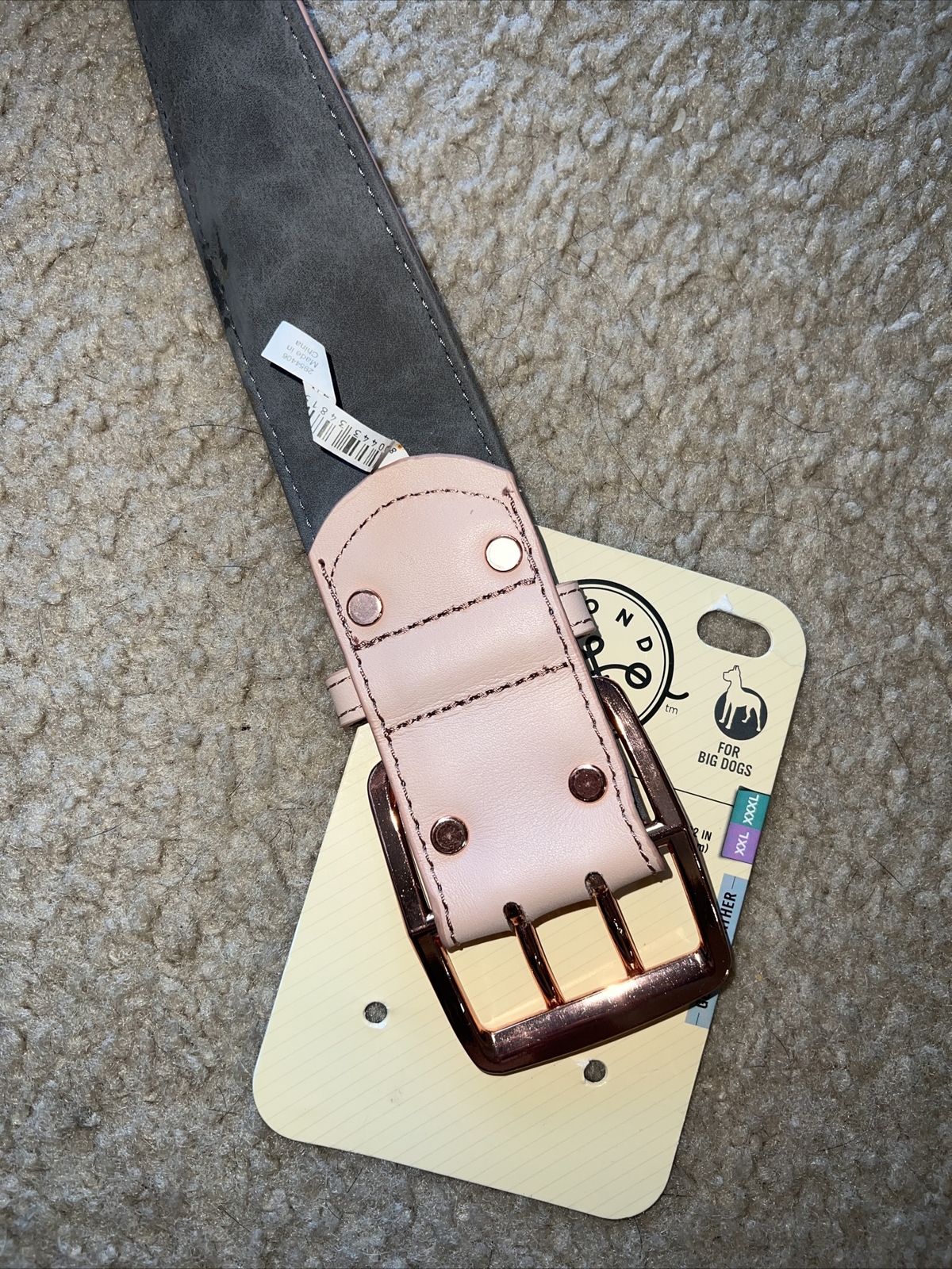 Bond & Co Pink Rose Gold xxl/xxxl Genuine Leather Collar For Big Dogs 90-140lb