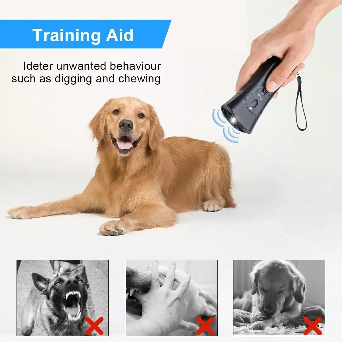 Ultrasonic Anti Dog Barking Device Pet Trainer LED Light Gentle Chaser Style