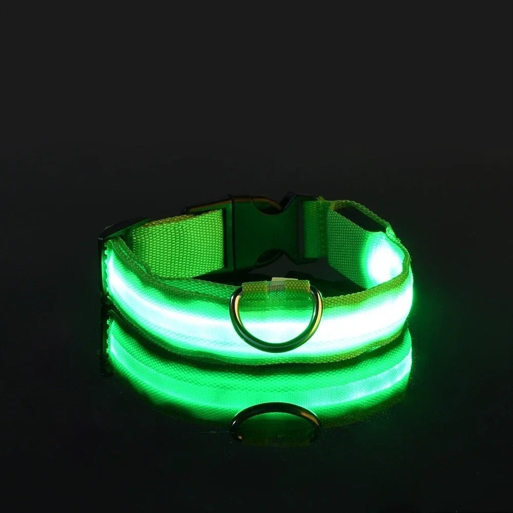 LED Adjustable Dog Collar Blinking Night Flashing Light Up Glow Pets Safety USA
