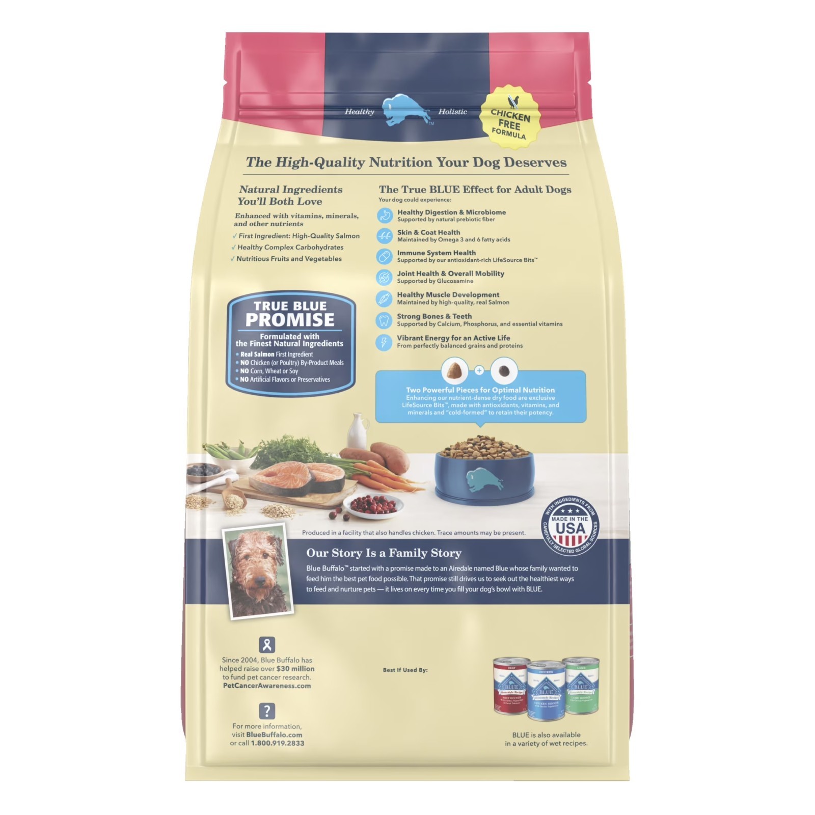 Blue Buffalo Life Protection Adult Chicken-Free Salmon Dry Dog Food, 15 lbs