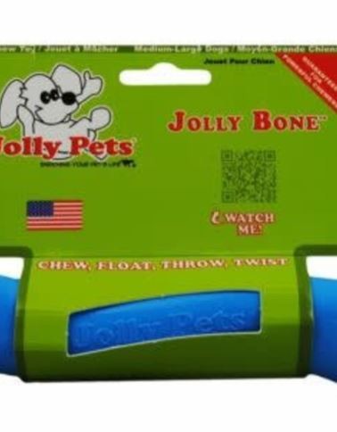 Jolly Pets Jolly Bone Durable Interactive Float Chew Dog Toy Blue USA 8 inch