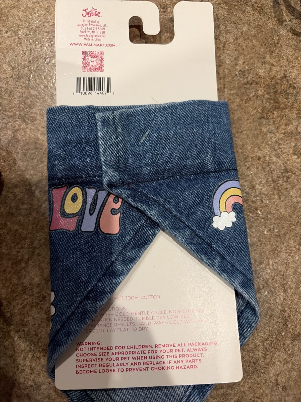 Justice Denim Bandana For Pets Size Xtra Small – Small Dogs Cats Blue Jean New