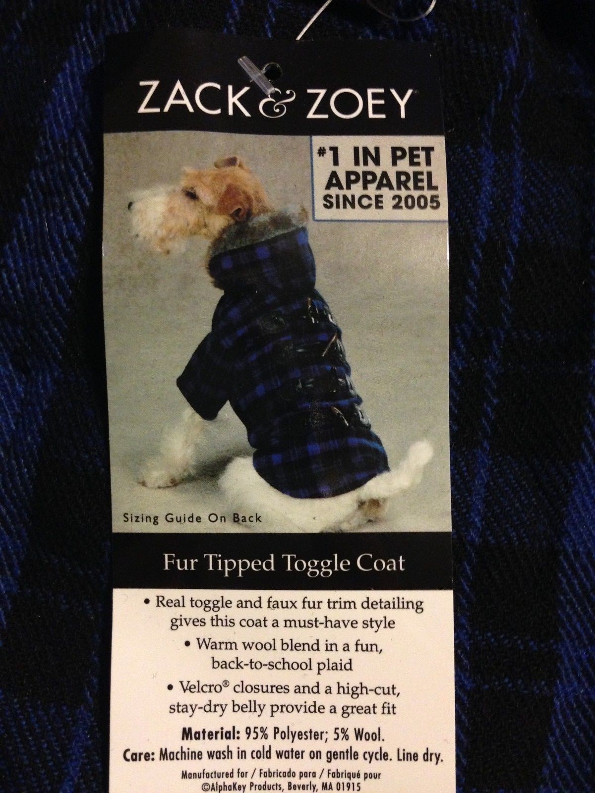 Toggle Flannel Dog Coat w/ Fur Hood – LARGE – PURPLE – Plaid – Zack & Zoey – NWT