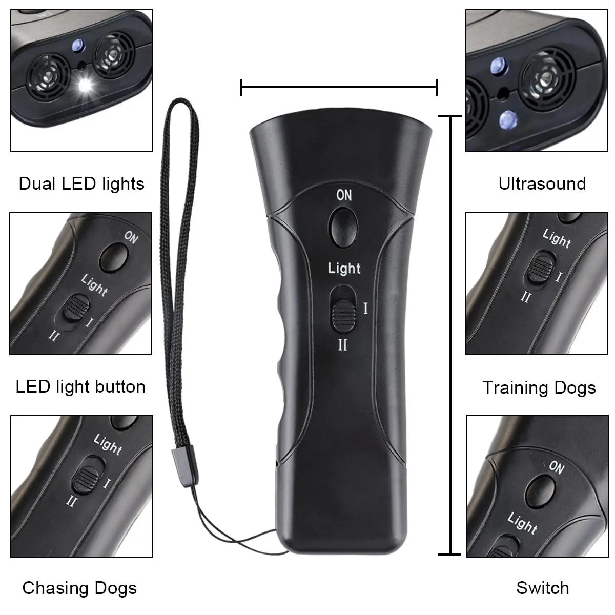 Ultrasonic Anti Dog Barking Device Pet Trainer LED Light Gentle Chaser Style