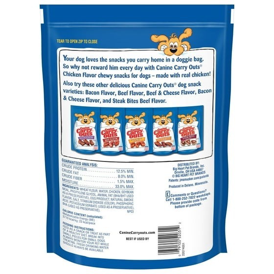 (2 pack) Canine Carry Outs Chicken Flavor Dog Treats, 22.5oz Bag