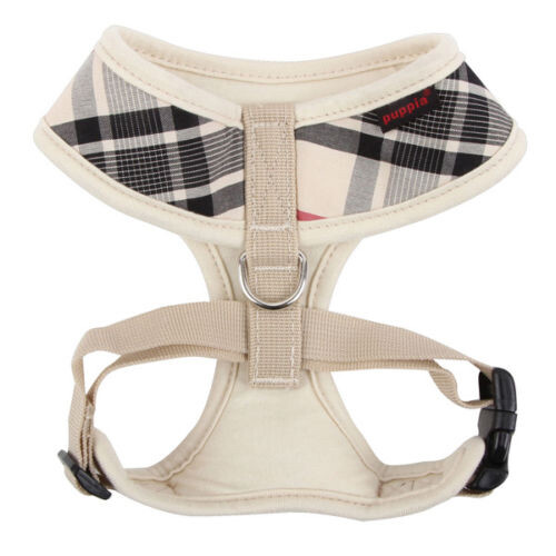 Puppia Dog Soft Harness Junior Beige Plaid Adjustable No Pull XS S M L XL