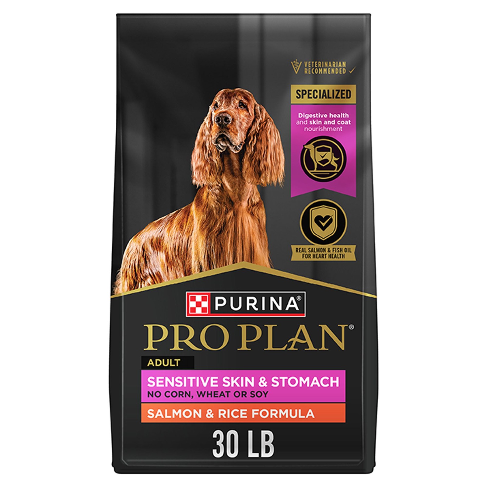 Purina Pro Plan Sensitive Skin, Stomach Salmon and Rice Formula Dog Food, 30 lbs
