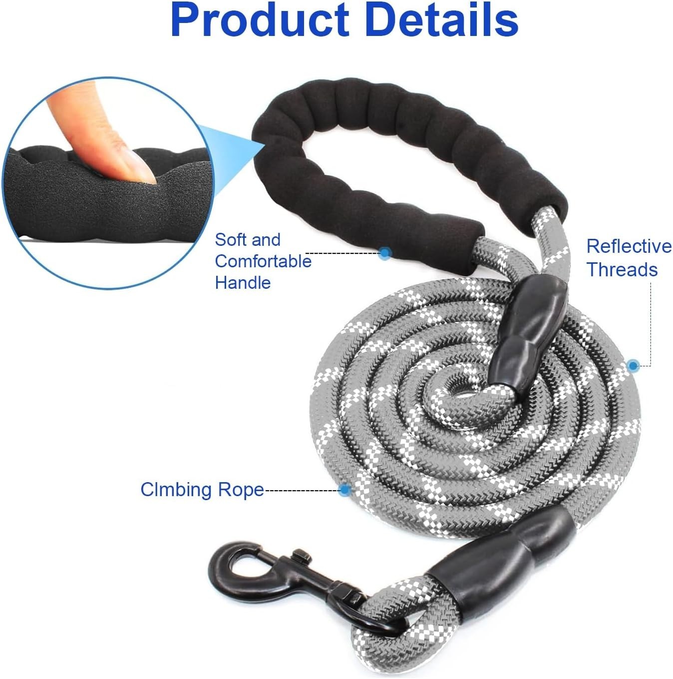 High-Performance Bungee Double Dog Leash, Tangle Resistant, for Medium & Large