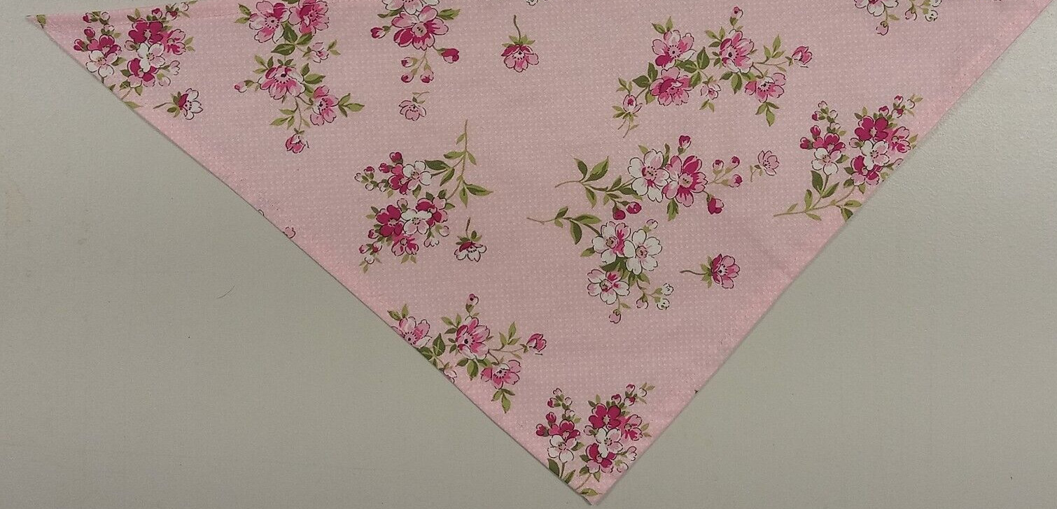 Dog Bandana/Scarf, Tie On, Floral, Pink, Spring Blossoms, S, M, L