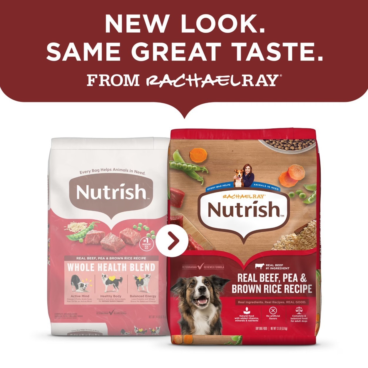 Rachael Ray Nutrish Adult Dry Dog Food Real Beef, Pea & Brown Rice Recipe, 30lb