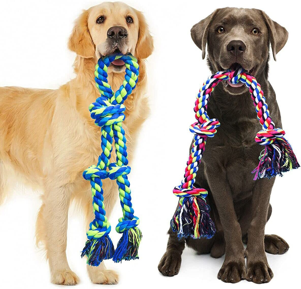 Heavy Duty Dog Rope Toy Large Aggressive Chewers Indestructible Tug 2 Pcs