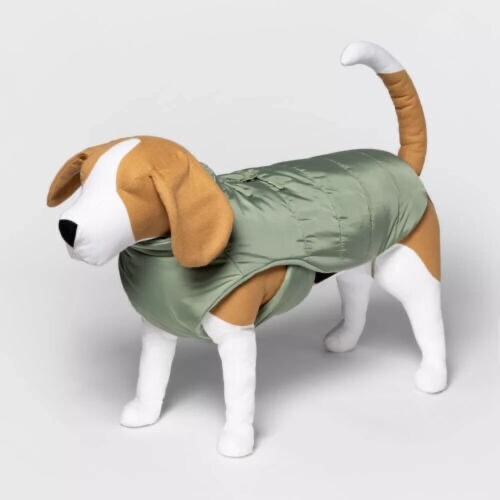 Boots & Barkley Dog or Cat Puffer Jacket W/ Buckle, Green Choose Your Size