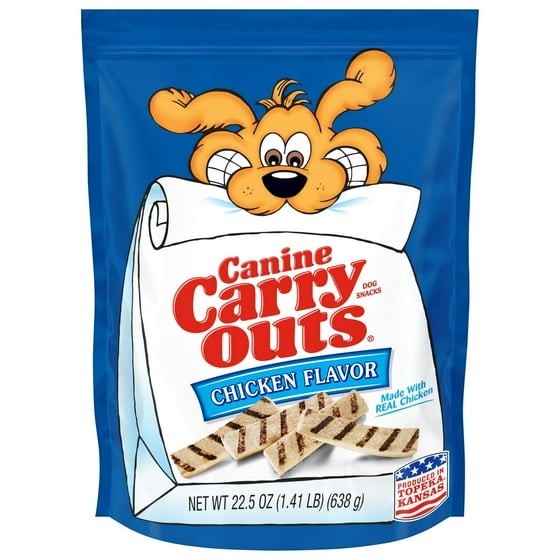 (2 pack) Canine Carry Outs Chicken Flavor Dog Treats, 22.5oz Bag