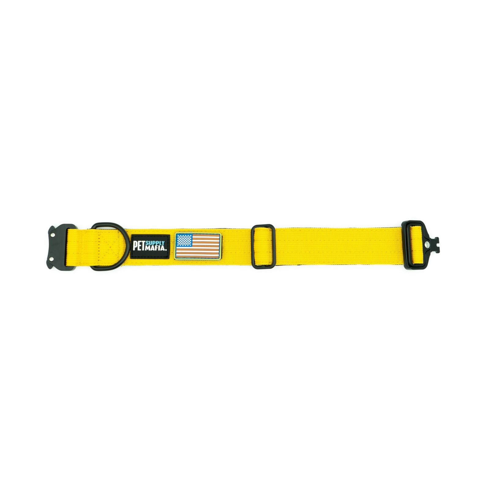 Tactical dog collar – 1.5in wide, Heavy duty with metal buckle USA flag – Blue,