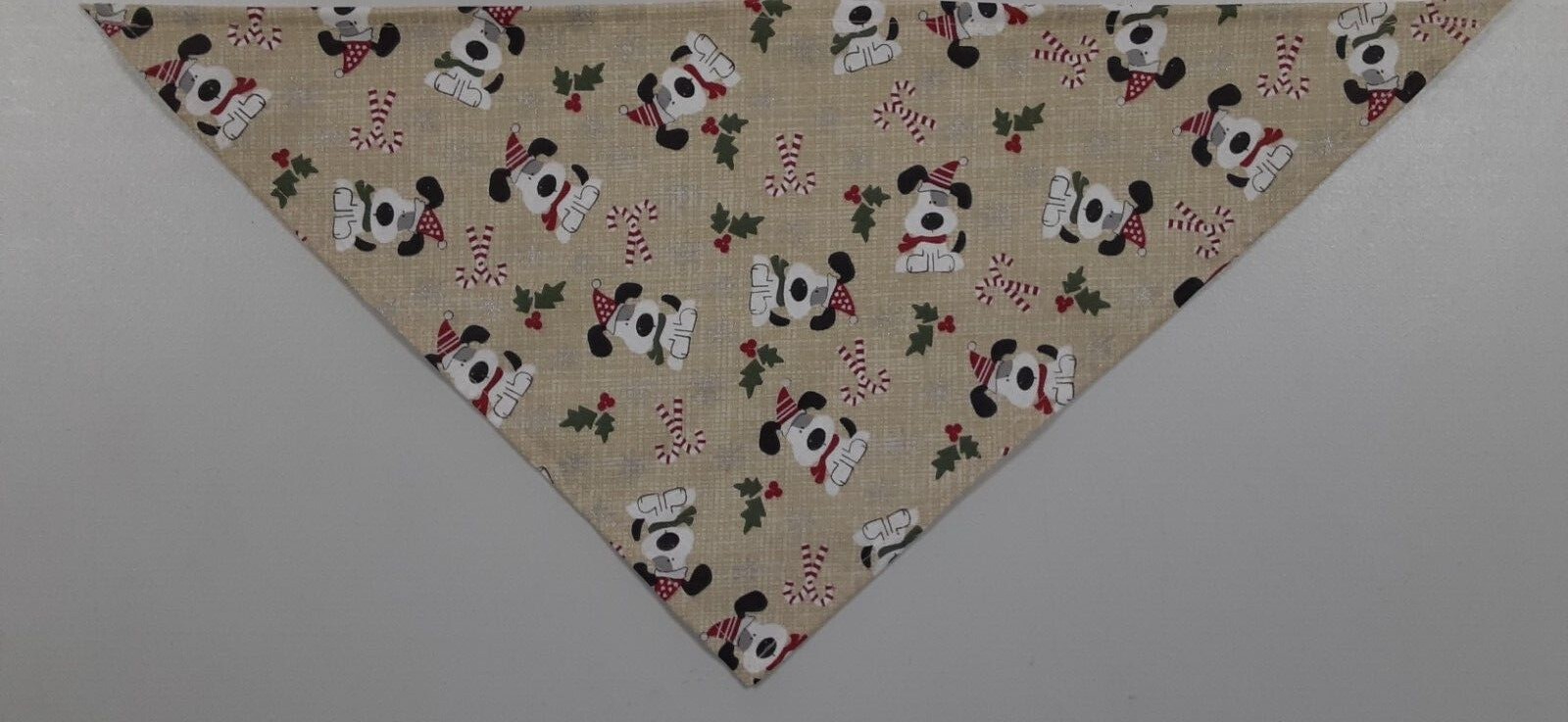 Dog Bandana, Christmas, Holly, Snowflakes, Tan, XS, S, M, L