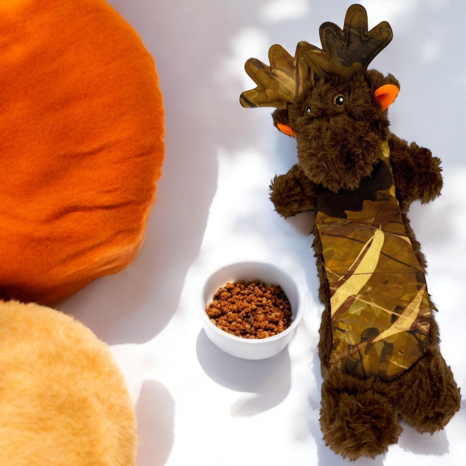 Vibrant Life Tough Buddy Camo Moose Brown Tug Chew Toy Level 3 Squeak Small Dog