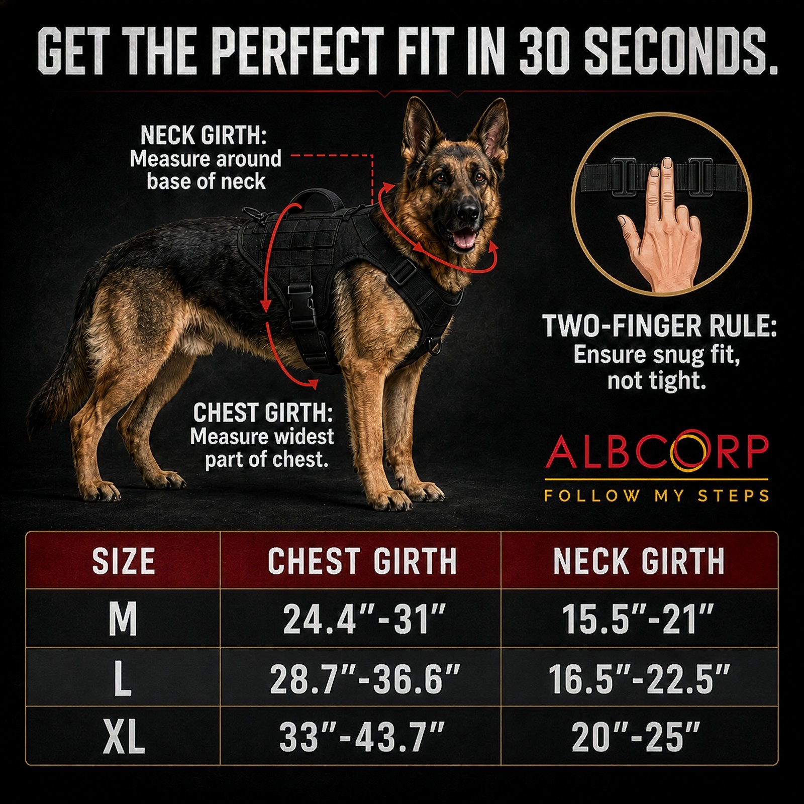 ALBCORP Tactical Dog Vest Harness – Military K9 Dog Training Vest – Working Dog