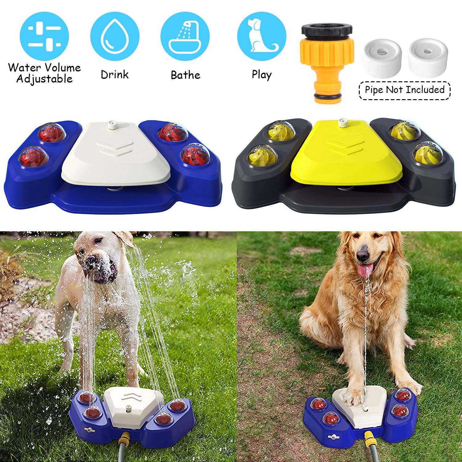 Outdoor Dog Fountain Step On Paw Activated Sprinkler Toy for Fresh Water Drink
