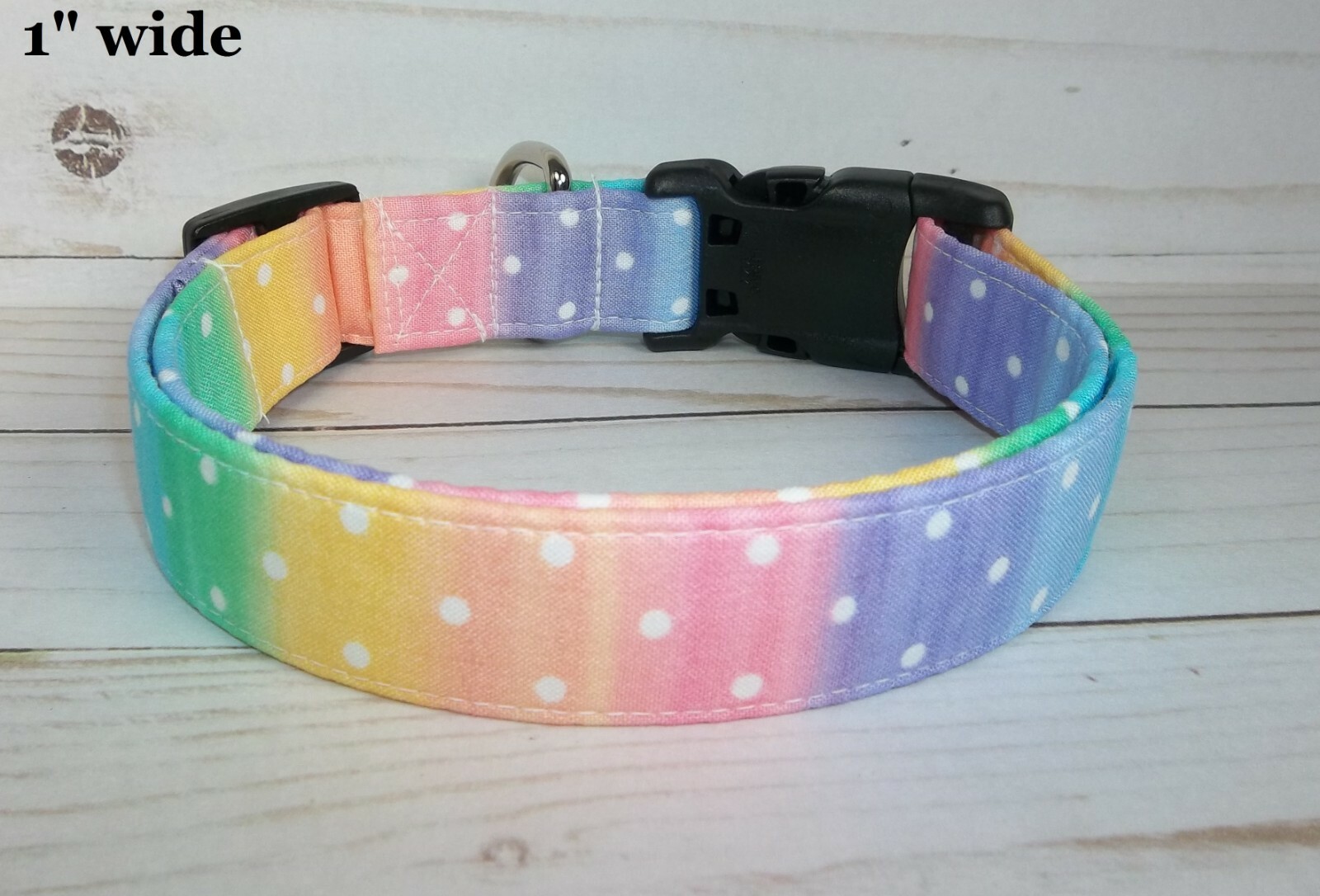 Rainbow Pastel Polka Dots Terri’s Dog Collar handmade adjustable girl stripe