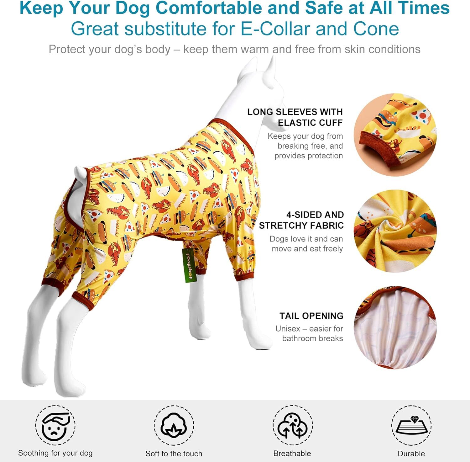 LovinPet Dog Clothes Pullover Pet Pajamas Jumpsuit Shirt For Post Surgery Dog