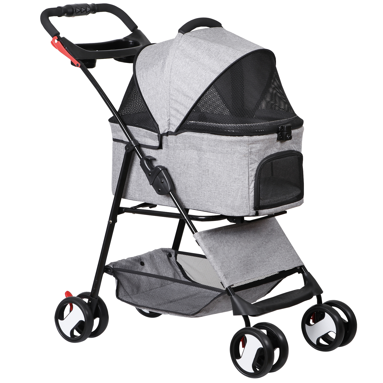 3 in 1 Folding Dog Stroller Pet Stroller for Medium Dog w/Removable Carrier Gray