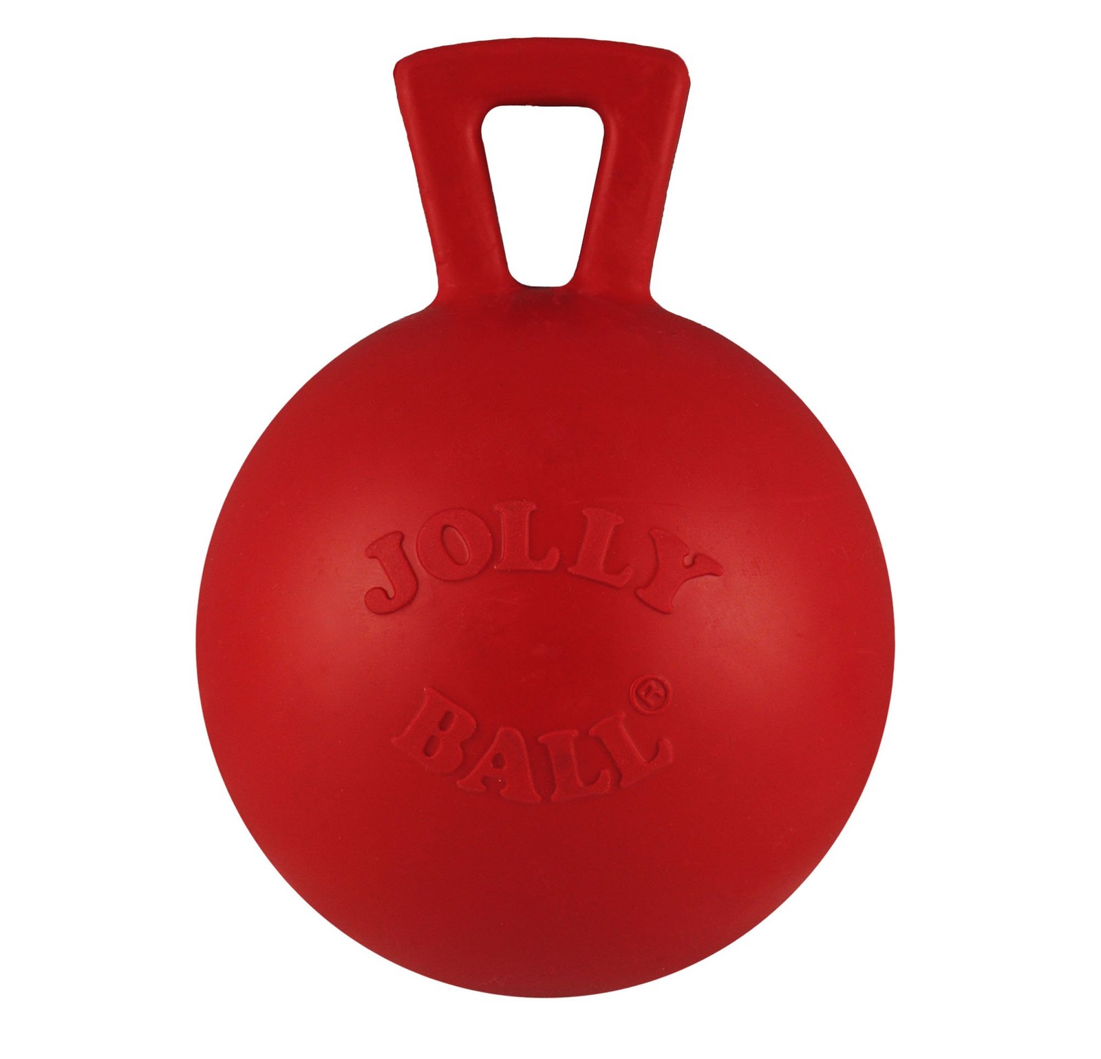 Jolly Pets Tug-n-Toss Heavy Duty Dog Toy Ball with Handle, 3 Inches/Mini, Red…