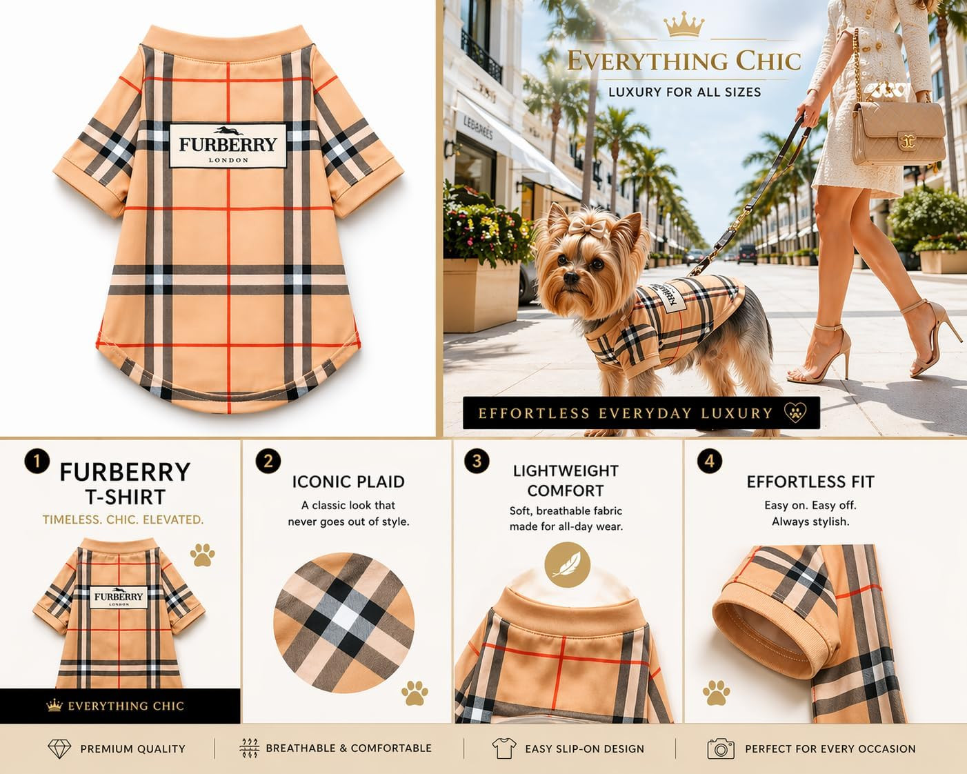Luxury Designer Dog T Shirt – Trendy Puppy Clothes for Small Dogs, Fashion Pet T