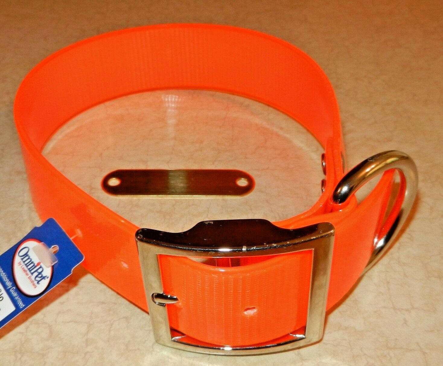 #104D ORANGE DAYGLO 23″ FREE BRASS NAMEPL:ATE 1 1/2″ WIDE