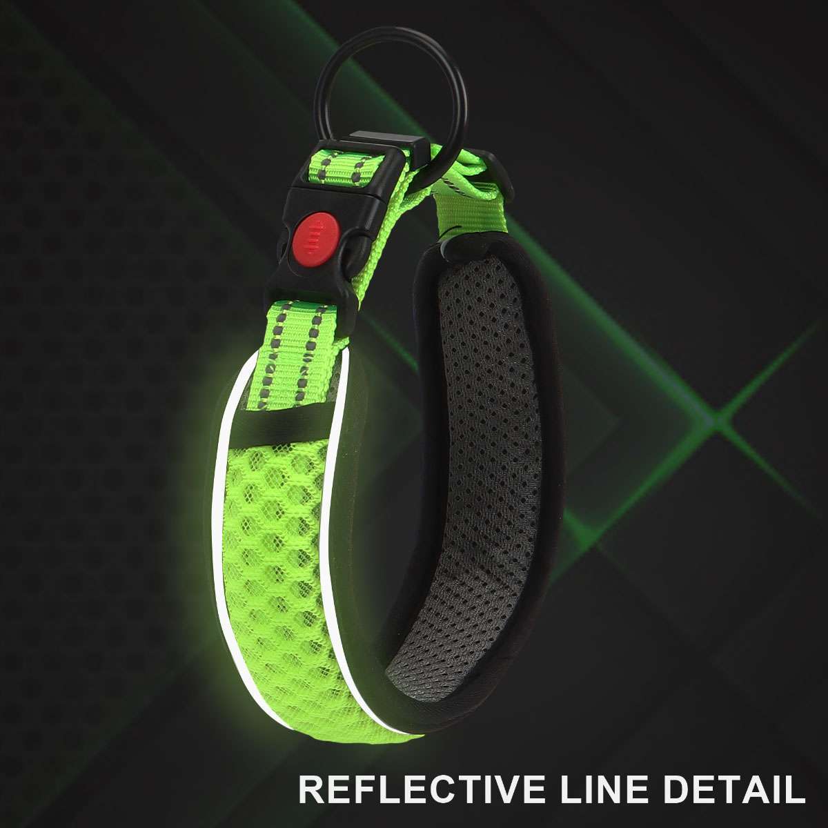 Dog Pet Adjustable Nylon Collar padded Reflective Small Medium Large With Buckle