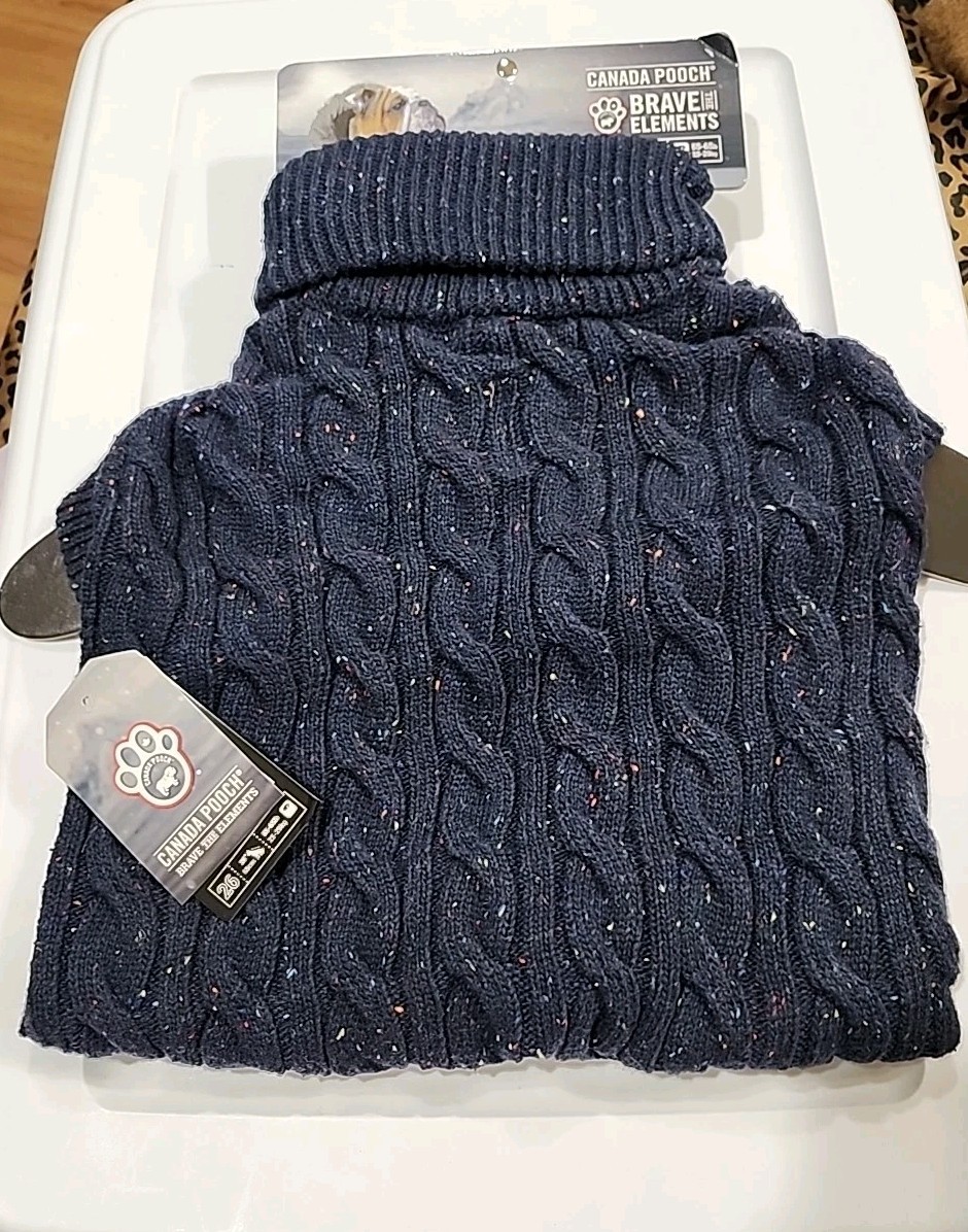 Canada Pooch 26 CAMBRIDGE CABLEKNIT flecked DOG SWEATER 26″ 55-65lbs