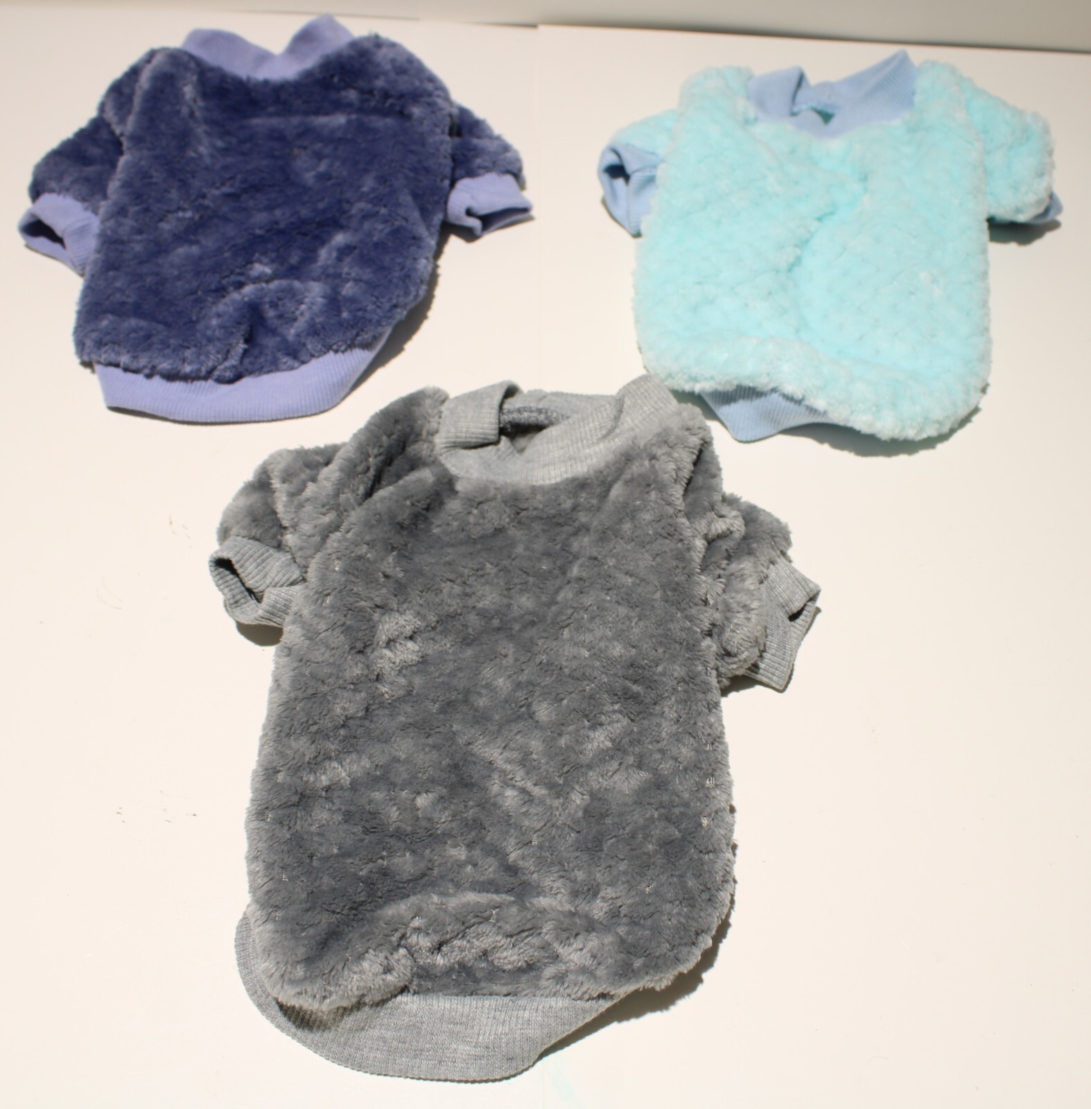 Dog Sweaters Coat Clothes Soft Plush Microfiber Pullover 10″ Back Length 3pk