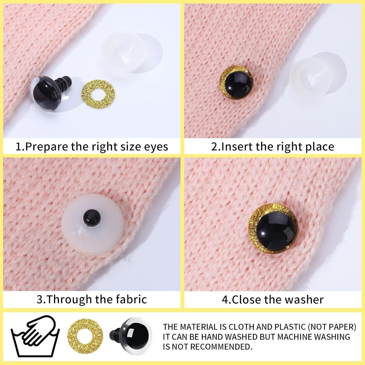 316PCS Safety Eyes for Crocheting with Washers 3D Safety Eyes and Noses Set Amig