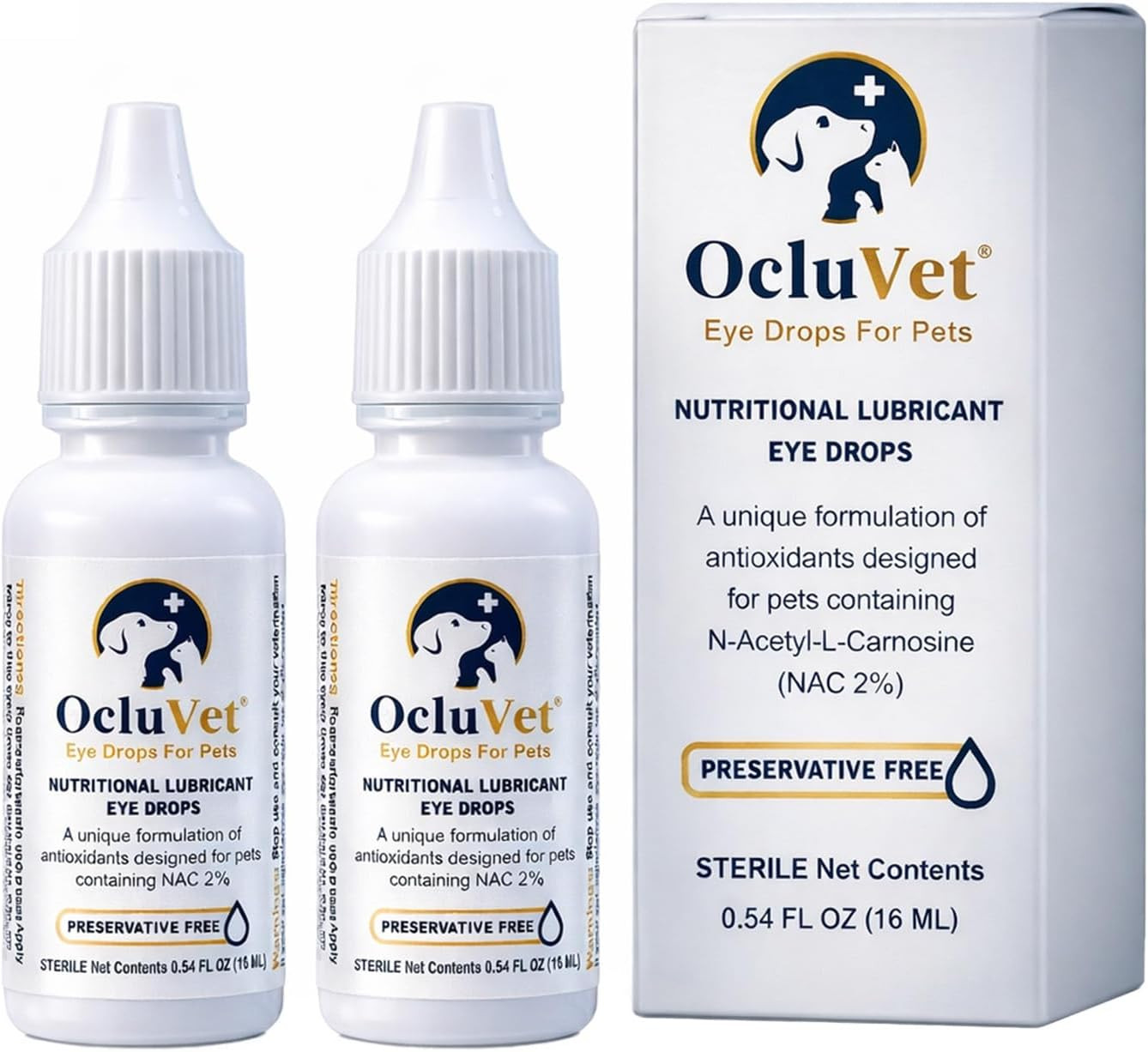 Eye Drops for Pets Includes 2% N-Acetyl-L-Carnosine (NAC) 16Ml x 2Pack EXP:06/27