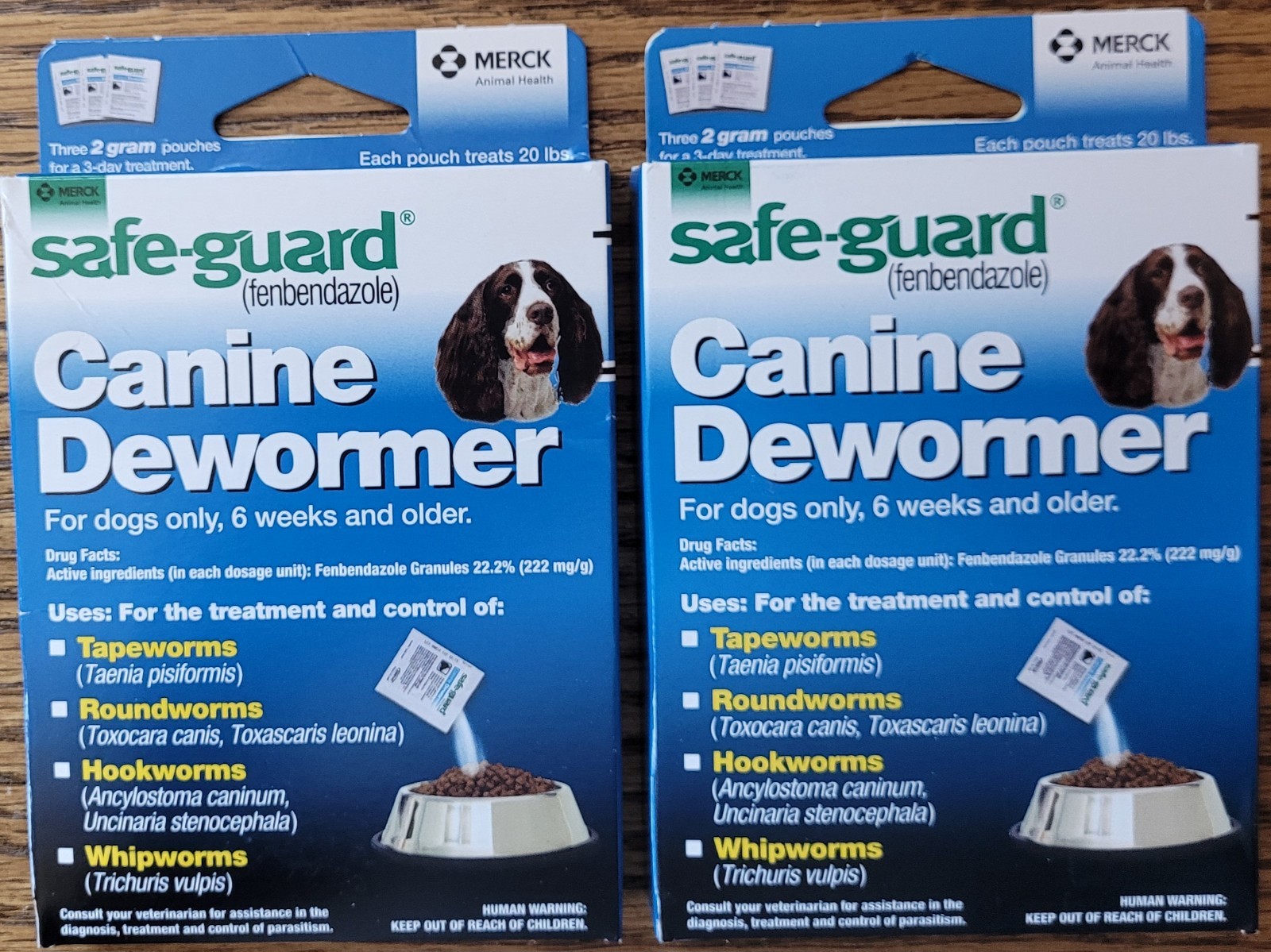 2 BOXES Safe-Guard MEDIUM Dewormer Canine Dogs Puppies Pet WORMER Merck